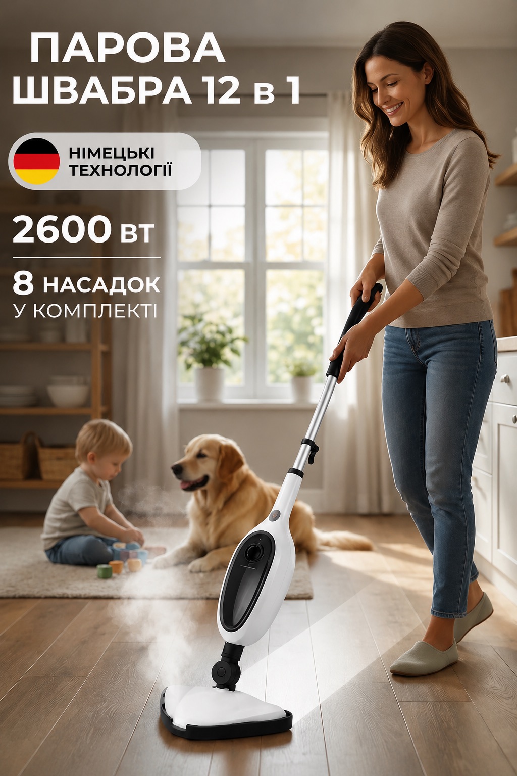 Парова швабра 12 в 1 Steam Cleaner X5 